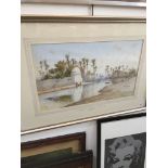 Spiro Scarvelli, "Moses' stream,site of moses and the bulrushes Egypt", watercolour, signed lower