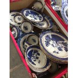 A box of Booths Real Old Willow china