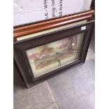 A picture frame, 2 ltd edition signed watercolours and 2 old engravings.