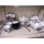Floral teawares including 3 tier cake stand