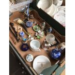 Box of ornaments, Chinese vase and figures etc.