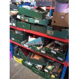 Twenty Six boxes of assorted household items, stainless steel ware, baking tins, pottery,