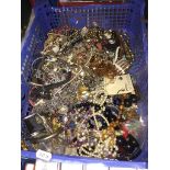 A crate of costume jewellery