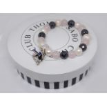 A Thomas Sabo Charm Club cultured pearl, rose quartz and facetted metallic bead bracelet with parrot