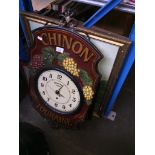 A Chinon Touraine wine themed clock and 2 pictures.