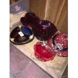 5 art glass bowls including Murano and Sowerby