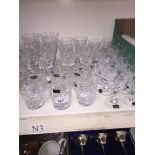 Tudor Crystal suite of Walsingham glasses, still with labels - 5 sets, 6 glasses per set