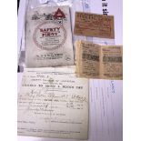 Quantity of motoring memorabilia, 100 years old driving licence + Wills cigarette album from 1920's.