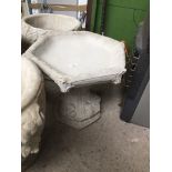 Concrete garden ornament - Gothic birdbath with hexagonal top