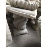 Concrete garden ornament - curved seat on squirrel plinths