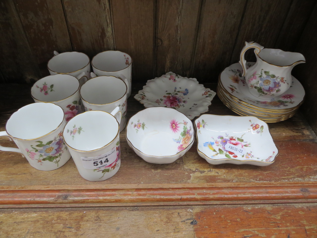 14 piece Royal Crown Derby "Derby Posies"coffee set comprising 6 cups and saucers, creamer and sugar