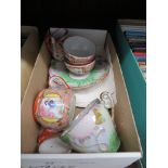 A box containing vintage Japanese eggshell tea ware