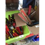 Two boxes of various tools, mainly screwdrivers etc