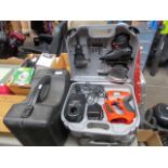 2 Black & Decker jigsaw, sander and drill sets (cordless) and a Robust cordless circular saw in case