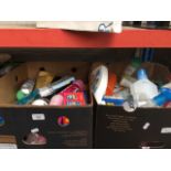 2 boxes of household cleaning items
