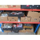 12 boxes of misc household pottery, kitchen wares, glassware, ornaments, planters etc