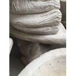 Concrete garden ornament - curved seat on squirrel plinths