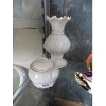 Belleek vase and small pot