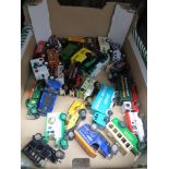 A box of diecast toys including LLedo