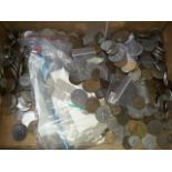 A box of mixed GB and world coins