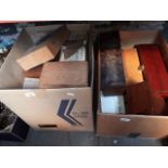 2 box of empty boxes, mainly wooden engineers instrument boxes