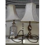 Brass table lamp and a glass table lamp