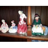 Four Royal Doulton figures: Dinky Do, Monica, Christmas Morn and Silks and Ribbons