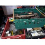 Three crates of mixed tools, garage and hardware