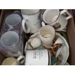 Box of pottery mugs etc.