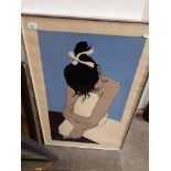 After Georg Rauch (1924-2006), girl seated, colour print, 46cm x 78cm, number 101/200, signed and