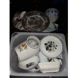 2 boxes of pottery and plates