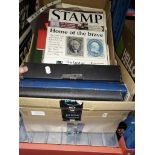 Two boxes of stamp covers and albums