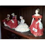 Four Royal Doulton figures: Top o' The Hill, Autumn Breezes, Daydreams and Winsome