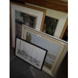 Two Pears advertising prints, another and an unsigned watercolour