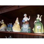 Five Royal Doulton figures: The Last waltz, Tuppenca a Bag, Sandra, Thankyou and Fleur.