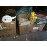 4 boxes of misc pottery, glassware, steam coooker, water jug etc