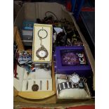 A box of boxed watches & costume jewellrey