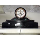 A slate mantle clock - French movement - bezel missing