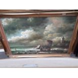 S. D. Richelle (French, 20th century), coastal scene oil on canvas, 90cm x 60cm, signed lower right,