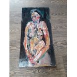 James Lawrence Isherwood (1917-1989), untitled nude, oil on board, 30cm x 60cm, unsigned,