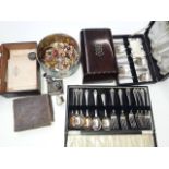 Box with costume jewellery , wooden boxes, and cutlery etc.