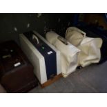 5 sewing machines -2 complete Singers with soft covers, Jones complete with hard case, Singer