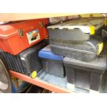 A large quantity of empty toolboxes