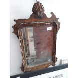 A George II period carved wood and gesso mirror, initialled and dated 1741 verso, 37cm x 62cm.