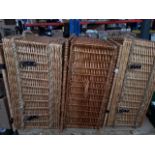 Three large wicker hamper baskets (empty)