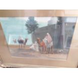 Frederick Hancock, camels, watercolour, 38cm x 27cm, signed lower left, glazed and framed.