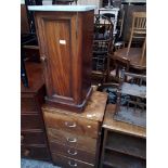 A four drawer chest and a mahogany and marble topped pot cupboard
