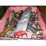 A combination spanner set and a box of tools etc.