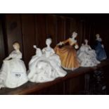 Five Royal Doulton figures; Heather, Aninette, Kirsty, My Love and Fragrance