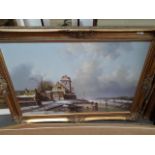 20th Century School, winter landscape, oil on board, 90cm x 60cm, unsigned, framed.